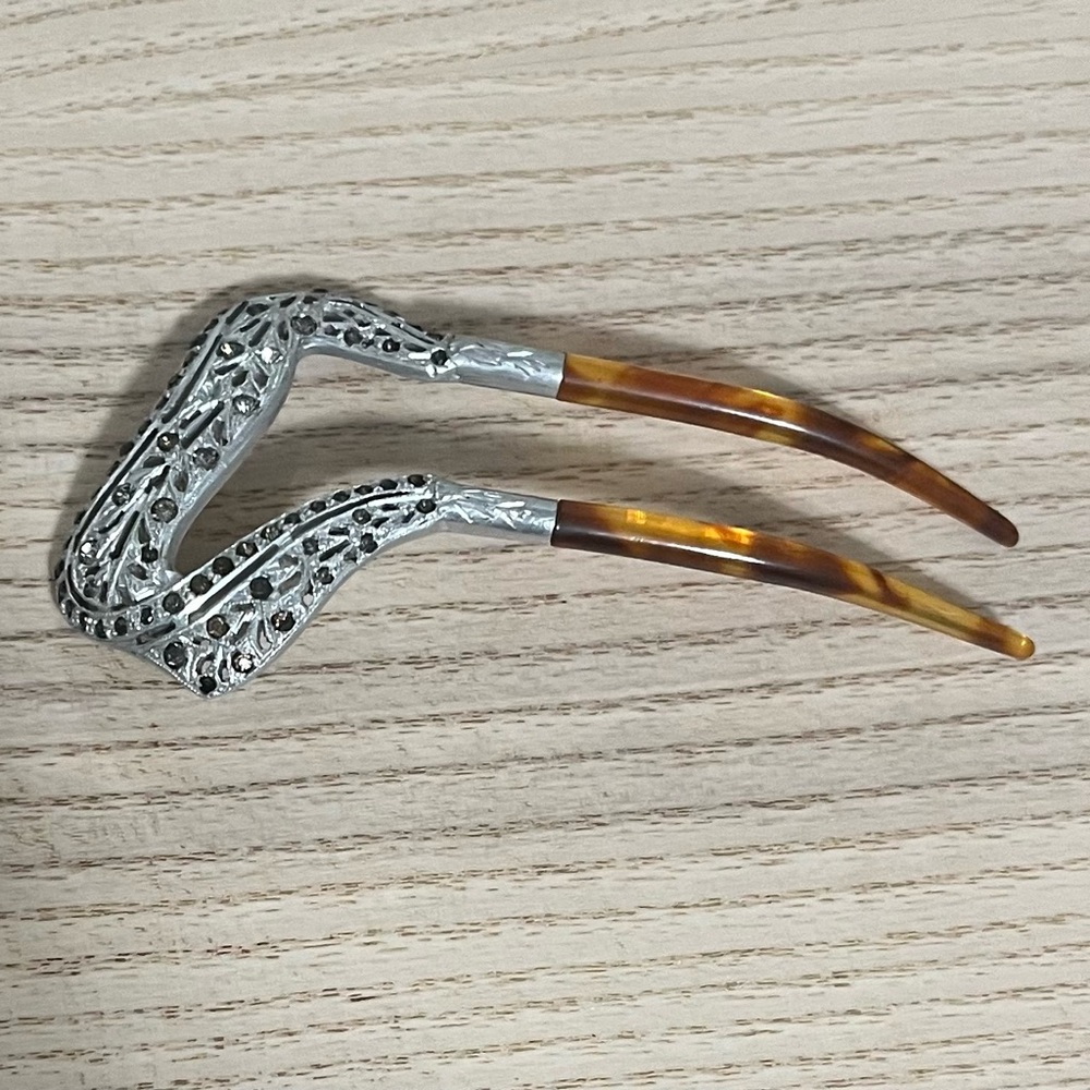 Elegant Silver and tigers eye Hair Accessory